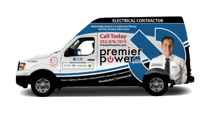 Premier Power, Inc. electrical contractor service van